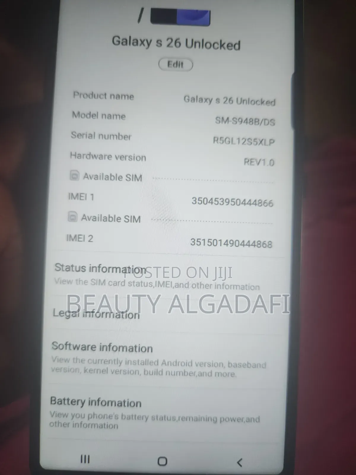 Samsung Galaxy s26 512 GB Black