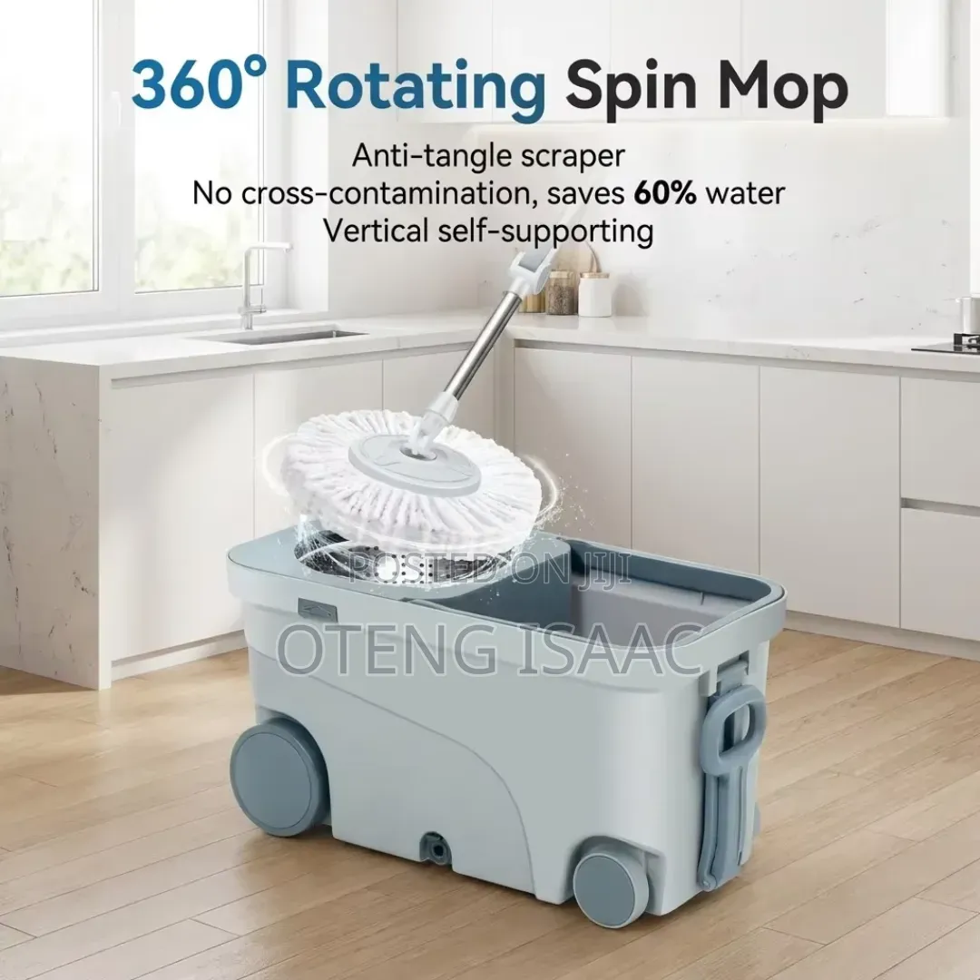 360° Rotating Spin Mop and Bucket Set With Rolling Wheels