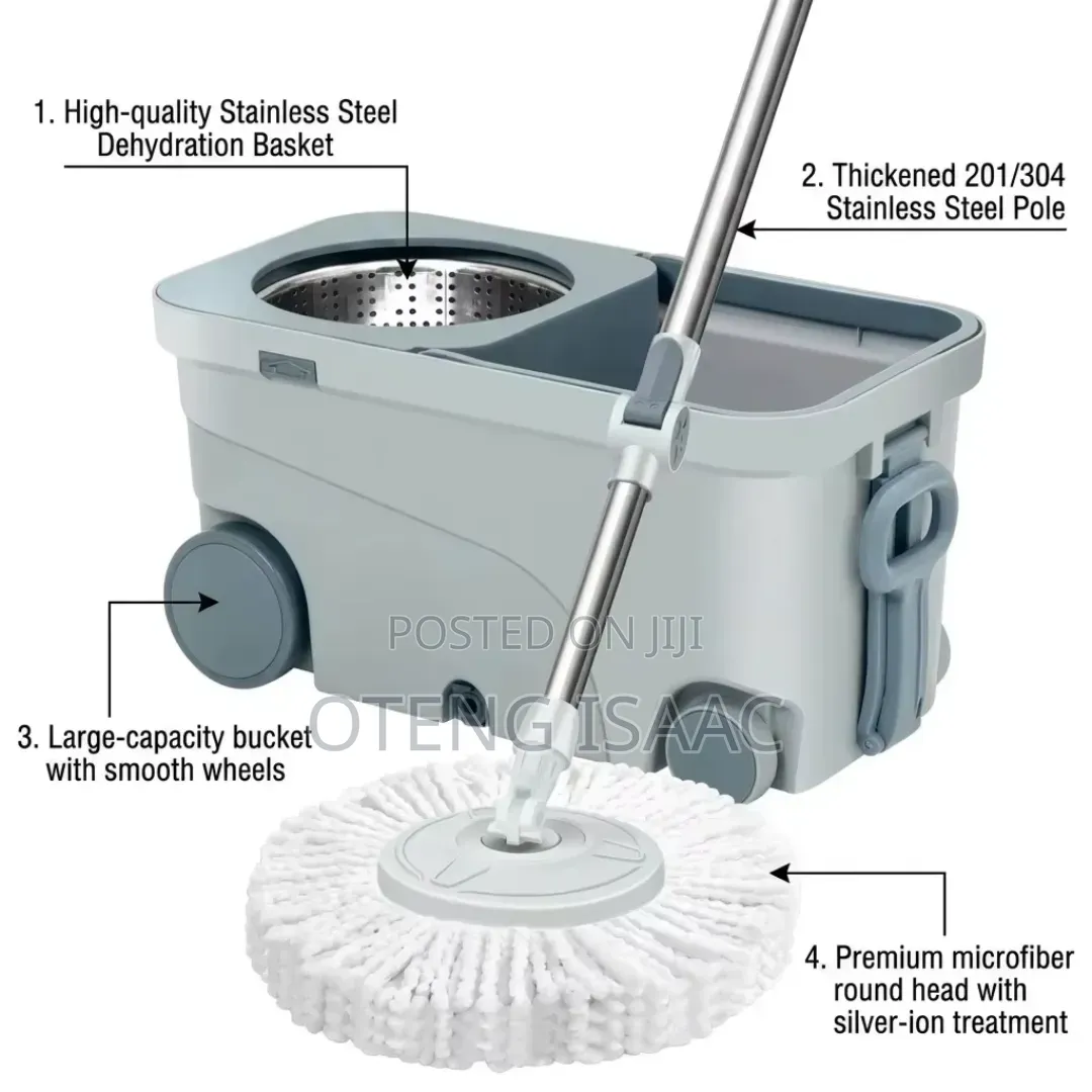 360° Rotating Spin Mop and Bucket Set With Rolling Wheels