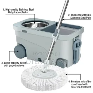 360° Rotating Spin Mop and Bucket Set With Rolling Wheels