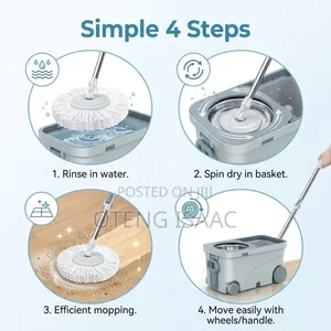 360° Rotating Spin Mop and Bucket Set With Rolling Wheels