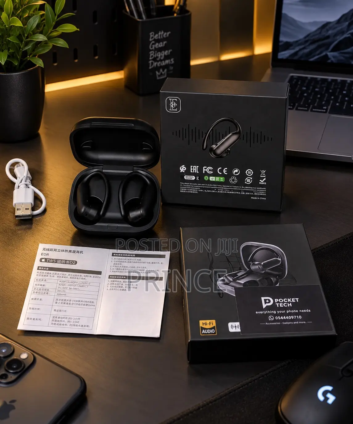 Wireless Ear Hook Earbuds – Sports | Deep Bass |Hi-Fi Audio