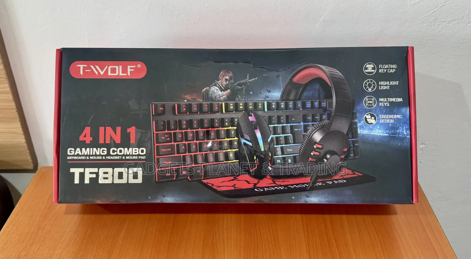 T-Wolf 4in1 Gaming Combo: Keyboard, Mouse Heaphone & Mouse Pad - TF800