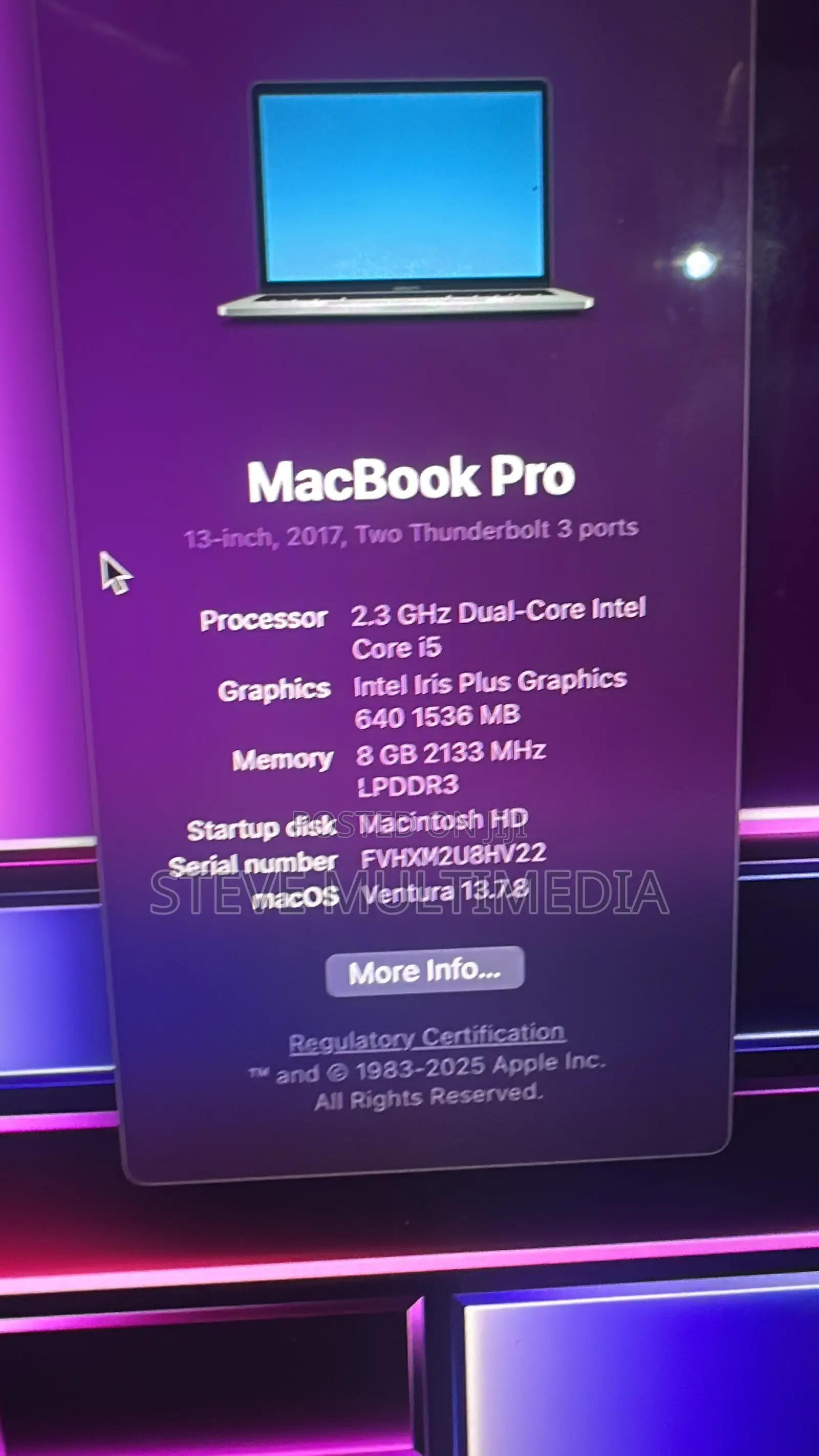 Laptop Apple MacBook Pro 2017 8GB Intel Core i5 SSD 128GB