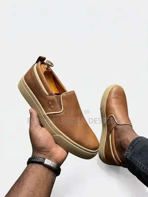 Men's Premium Leather Slip-on Loafer Sneakers – Brown