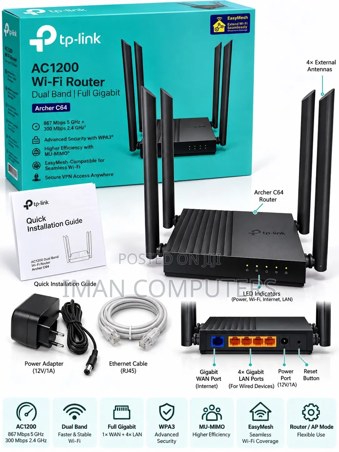 TP-Link Archer C64 — AC1200 Wi-Fi Router