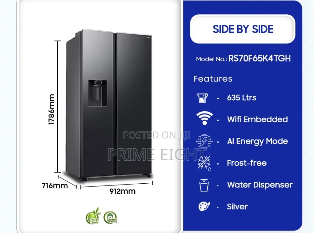 Samsung 635L Side-by-Side Refrigerator (RS70F65K4TGH) Available