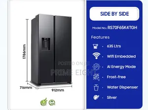 Samsung 635L Side-by-Side Refrigerator (RS70F65K4TGH) Available