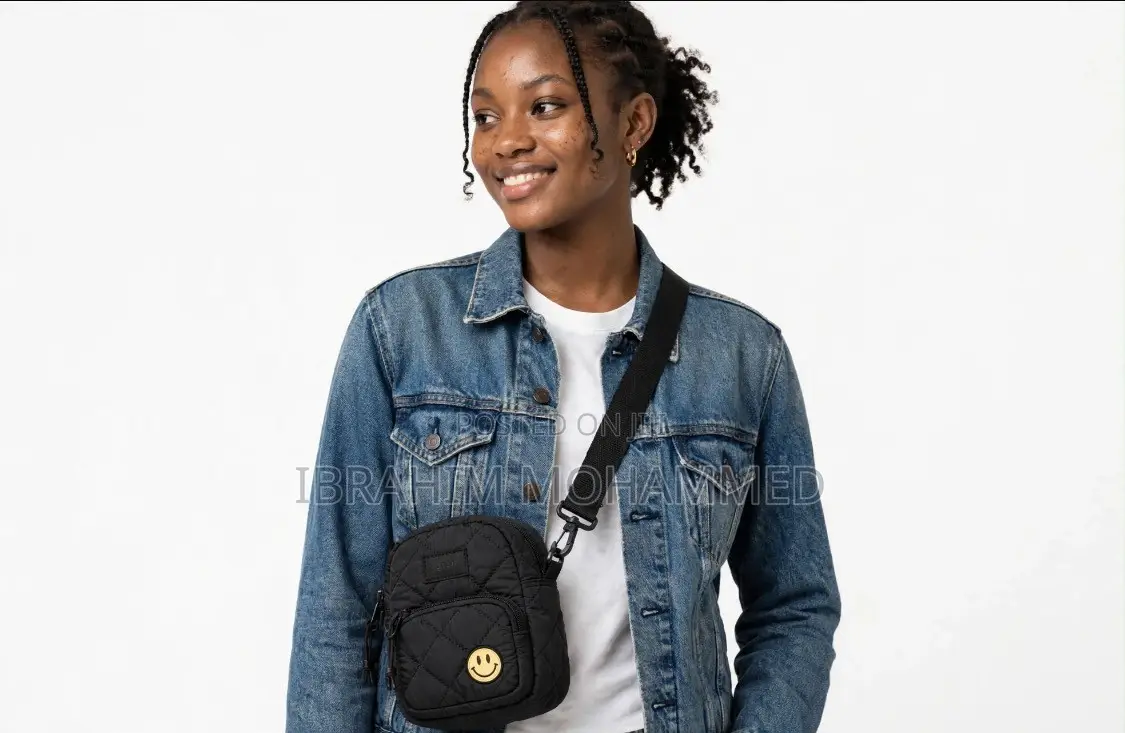 Smiley Mini Cross Bag Black Quilted - Kumasi Delivery Today