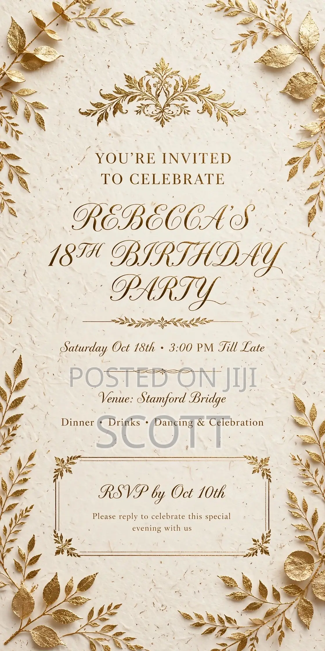 Luxury Wedding Invitation | Birthday Flyer | Gold Minimalist