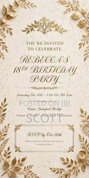 Luxury Wedding Invitation | Birthday Flyer | Gold Minimalist