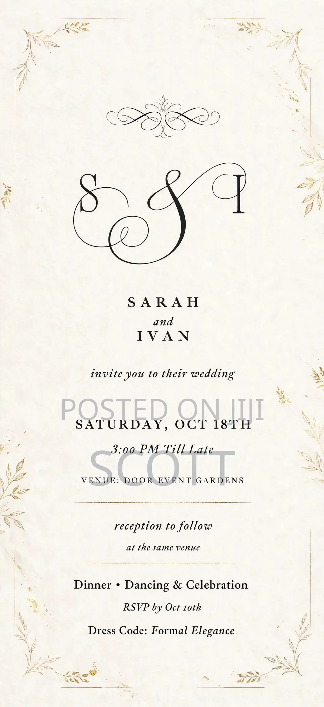 Luxury Wedding Invitation | Birthday Flyer | Gold Minimalist