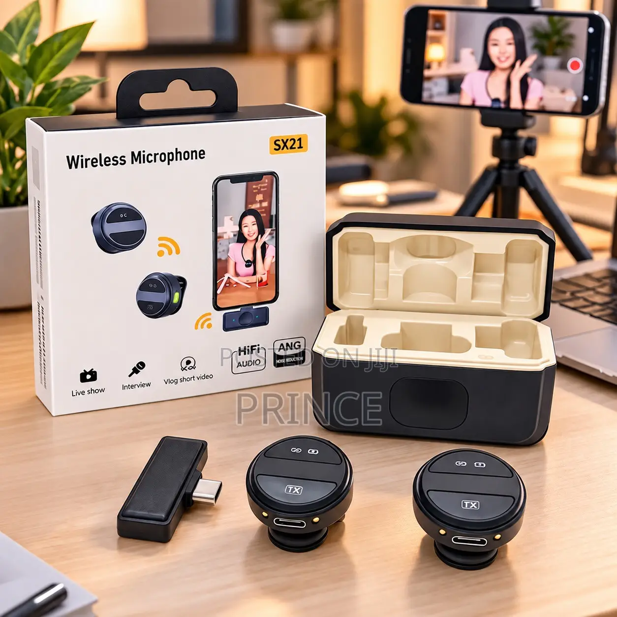 SX21 Wireless Phone Microphone With Charging Case
