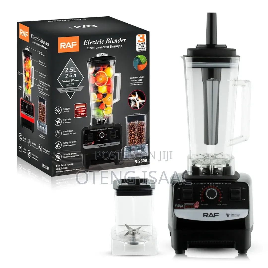 RAF Heavy-Duty Electric Blender With Dry Mill Attachment (2.5L)
