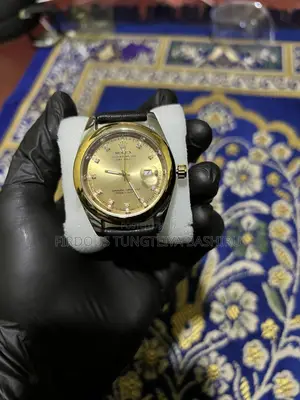 Rolex Gold Dial - Classic Black Leather Edition