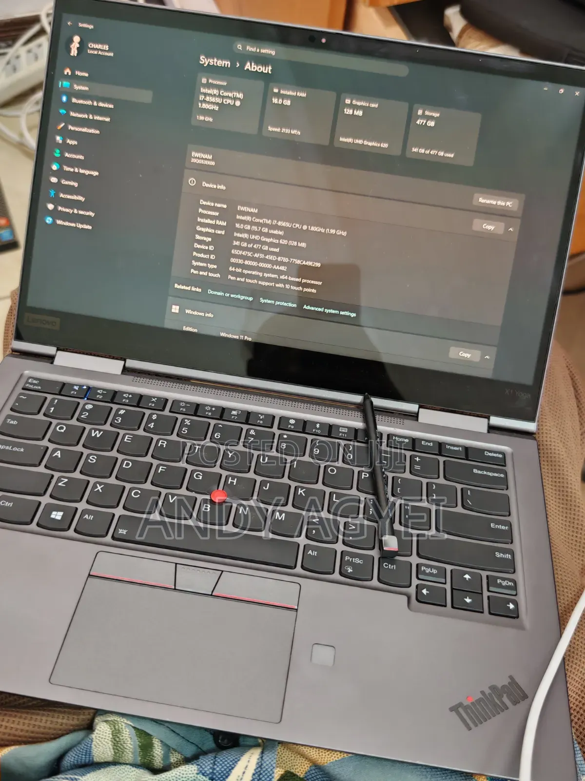 Laptop Lenovo ThinkPad X1 Yoga 16GB Intel Core i7 SSD 256GB