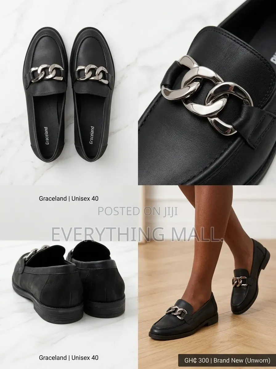 Brand New Graceland Black Chain Loafers (Size 40 Unisex)