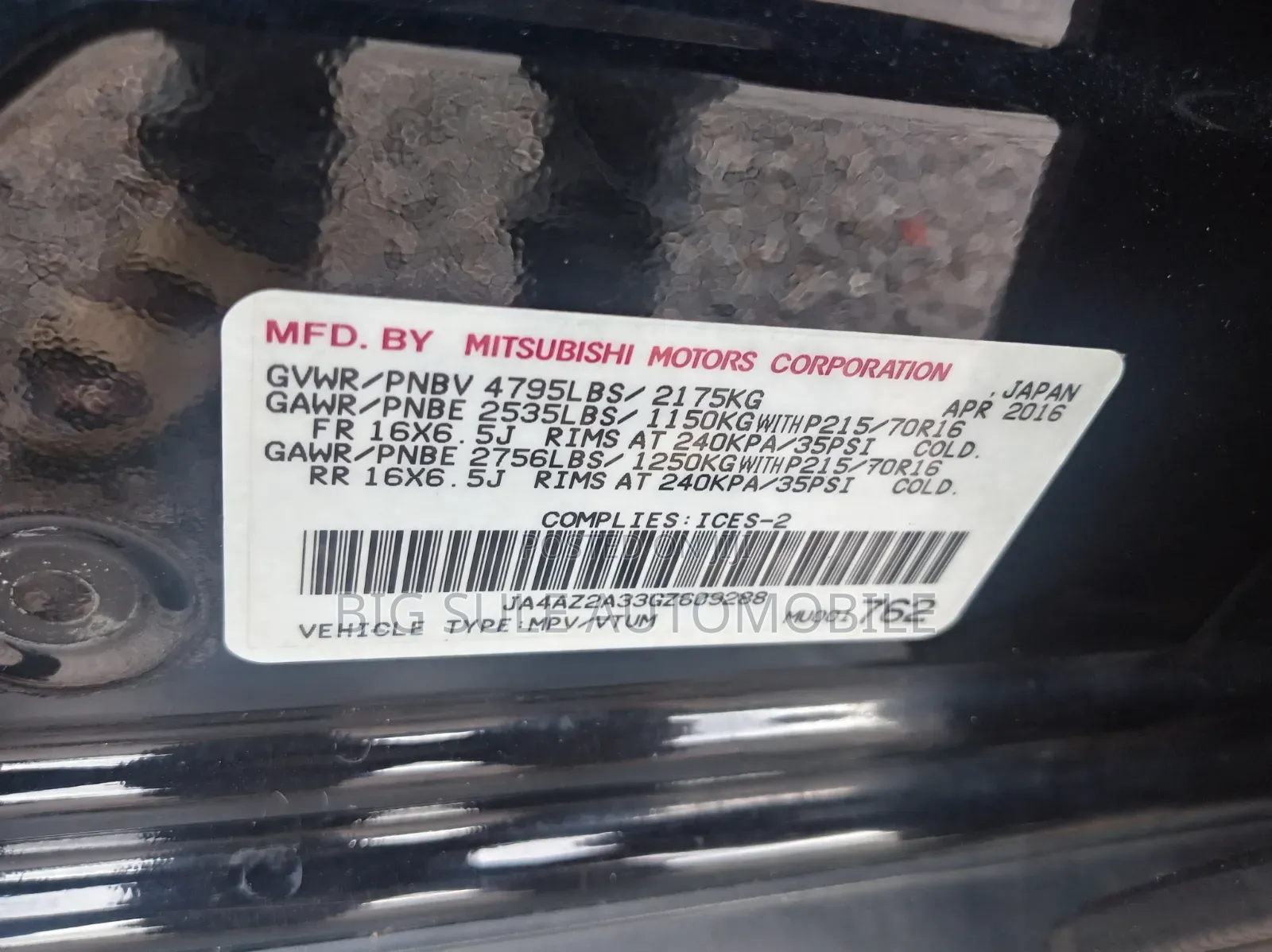 Mitsubishi Outlander 2.0 PHEV AWD 2016 Black