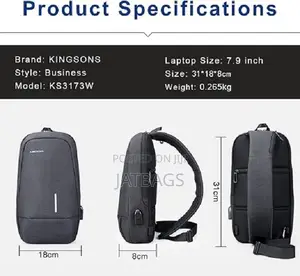 Kingsons Waterproof Chest Sling Crossbody SideBag (Free Delivery)