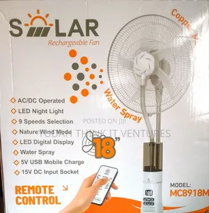 18 Inch Solar Rechargeable Mist Fan
