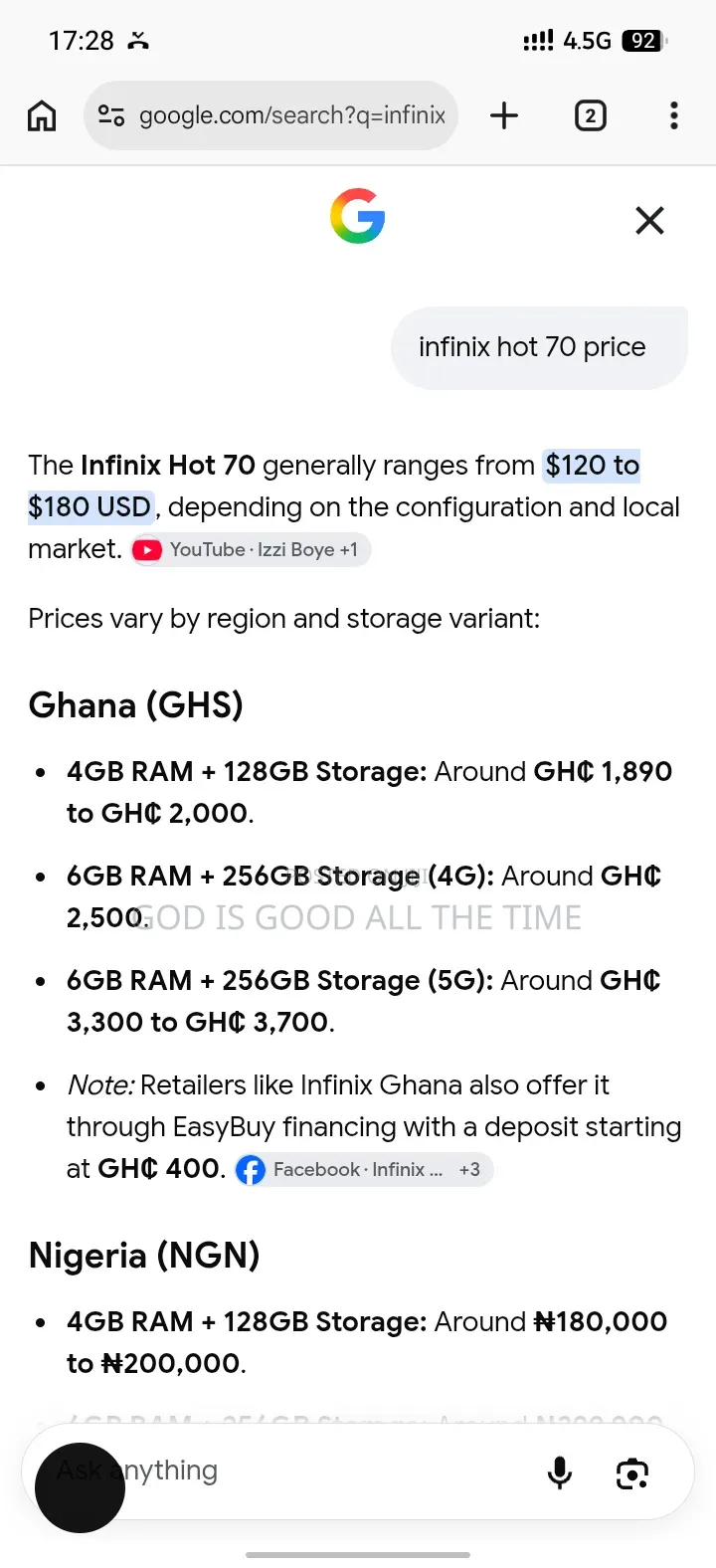 New Infinix Hot 70 128 GB Silver