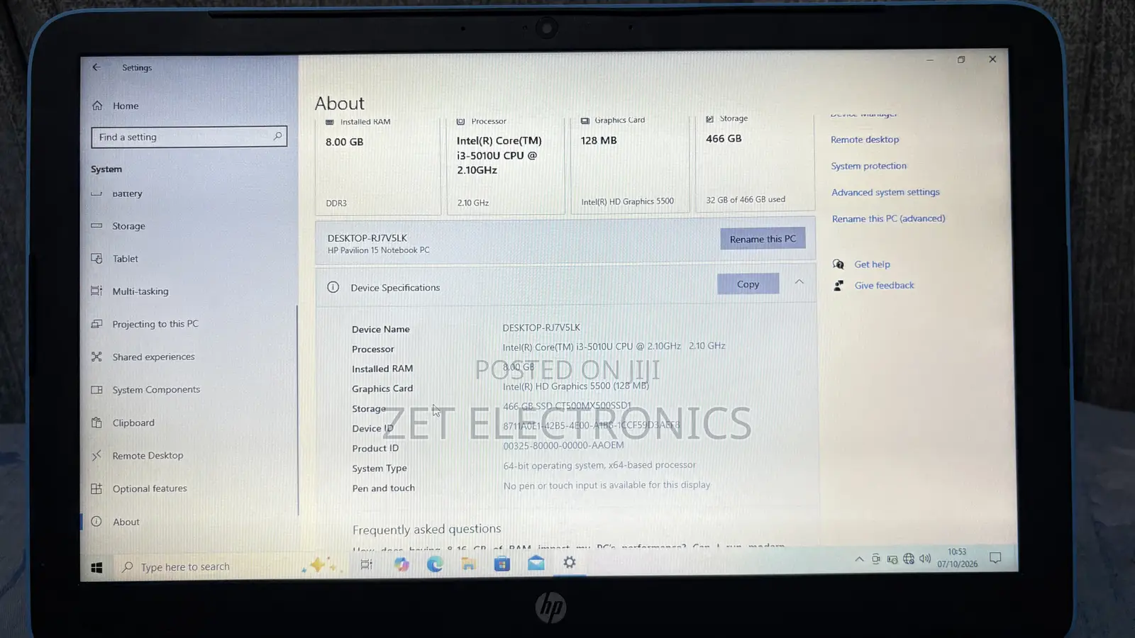 Laptop HP Pavilion 15 8GB Intel Core i3 HDD 500GB