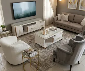 Marble-Top TV Stand and Matching Coffee Table Set