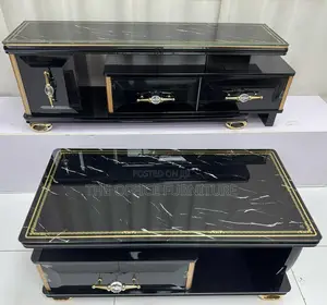 Marble-Top TV Stand and Matching Coffee Table Set