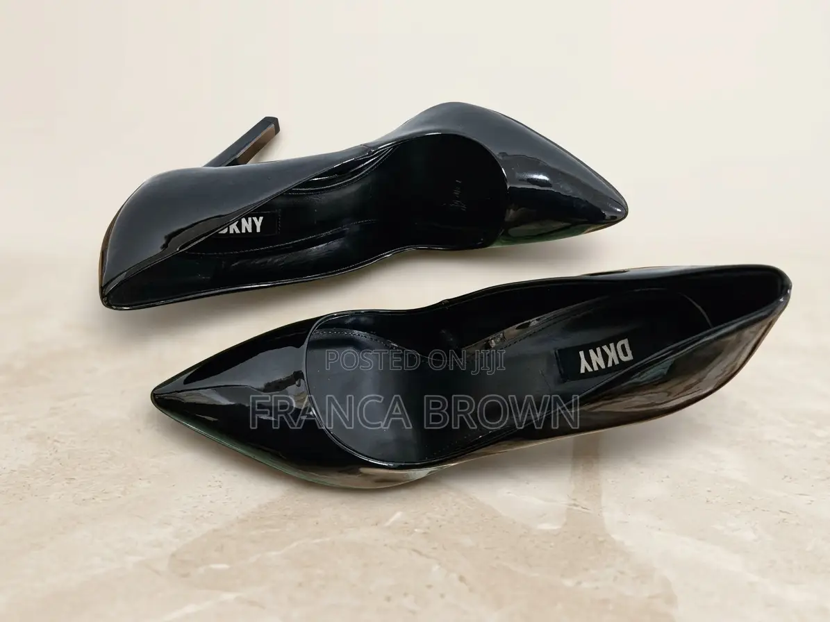 Original DKNY Black Patent Pointed Toe Heels- Pre-Owned