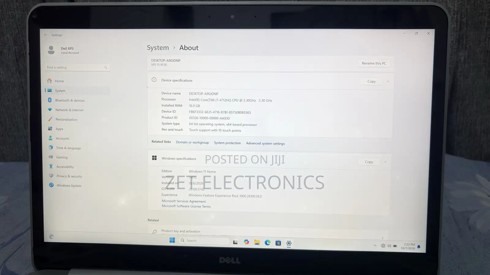 Laptop Dell XPS 15 (9530) 16GB Intel Core i7 SSD 512GB