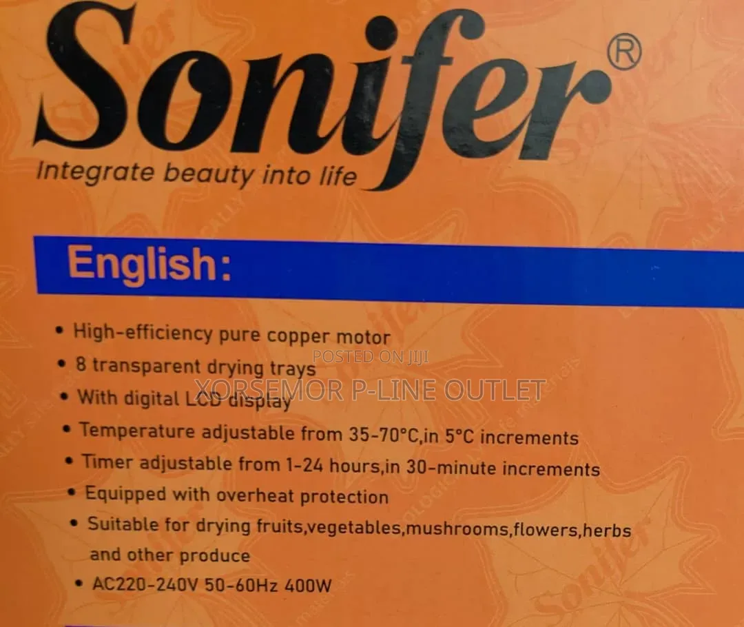 Sonifer Sf-4016 Food Dehydrator 8 Levels