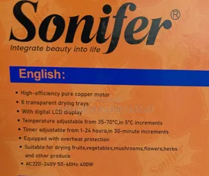 Sonifer Sf-4016 Food Dehydrator 8 Levels