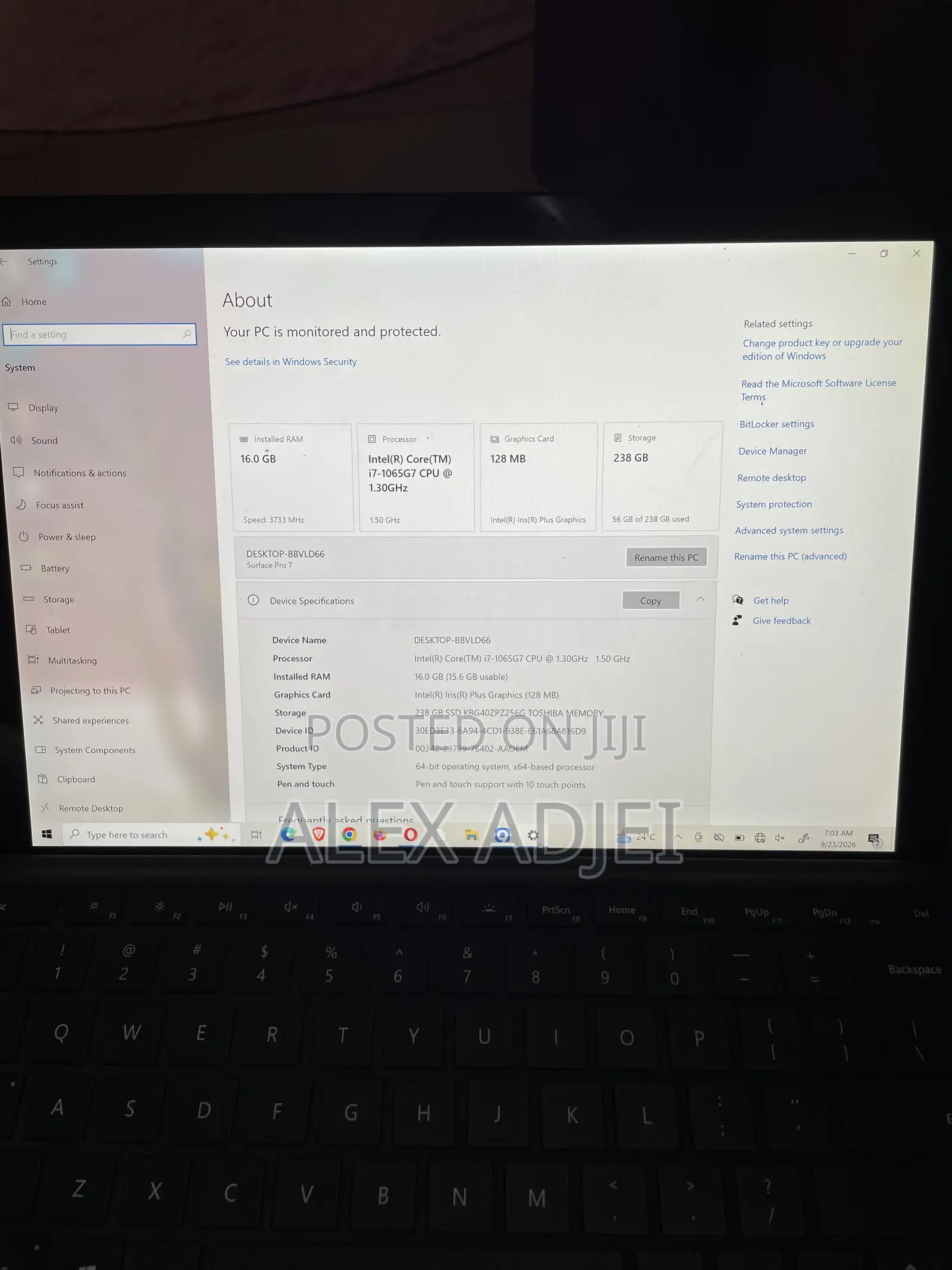 Laptop Microsoft Surface Pro 7 16GB Intel Core i7 SSD 256GB