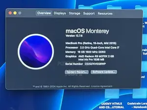 Laptop Apple MacBook Pro 2015 16GB Intel Core i7 SSD 512GB