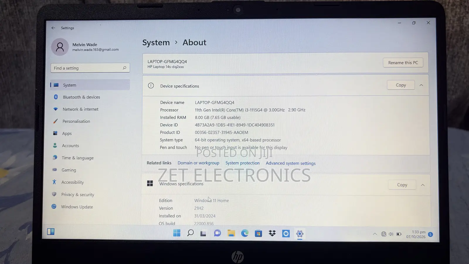 Laptop HP 14S 8GB Intel Core i3 SSD 256GB
