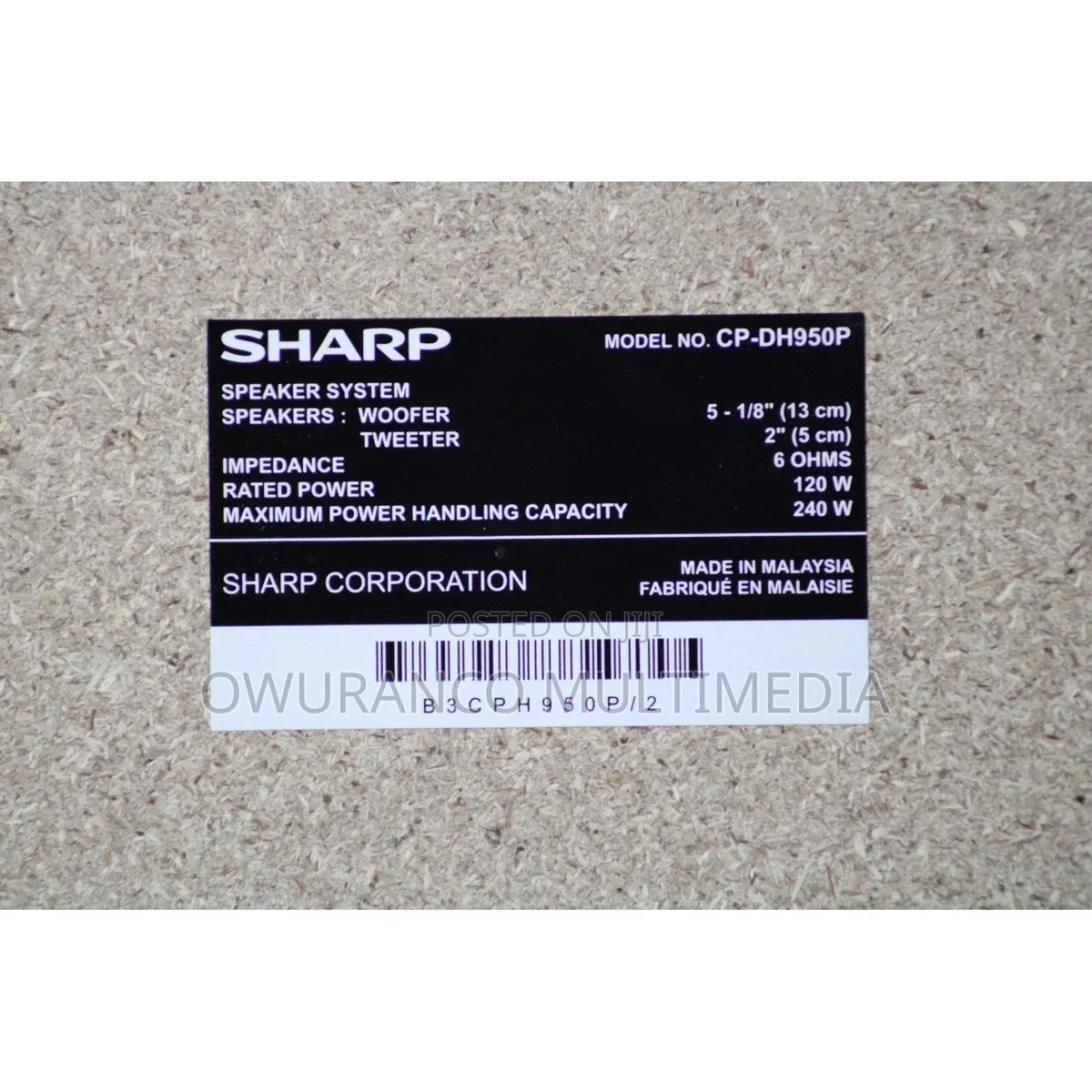 SHARP CD-BH950 240W 5 Disk- Bluetooth, USB Drive, AM/FM Radio + Remote