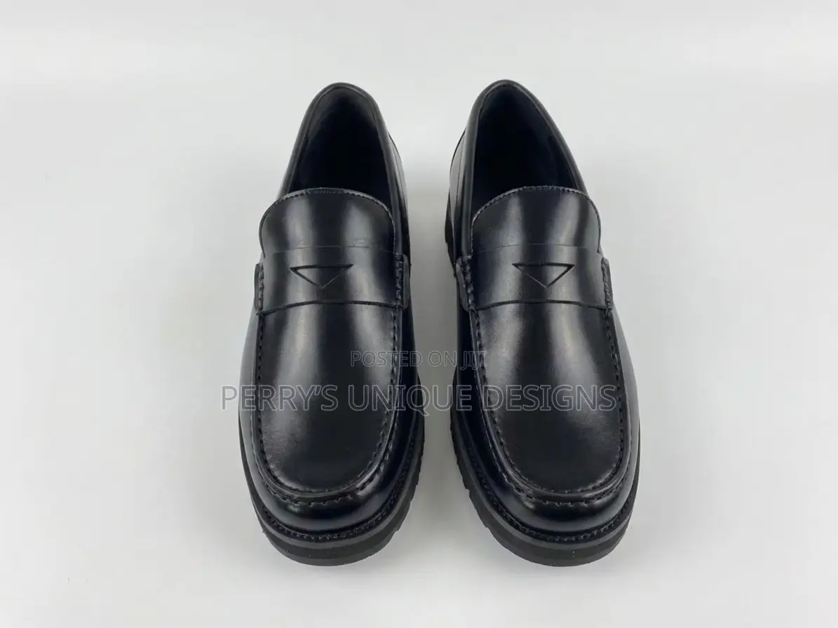 Men's Black Leather Penny Loafers – Classic Smart Casual Shoes