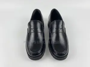 Men's Black Leather Penny Loafers – Classic Smart Casual Shoes