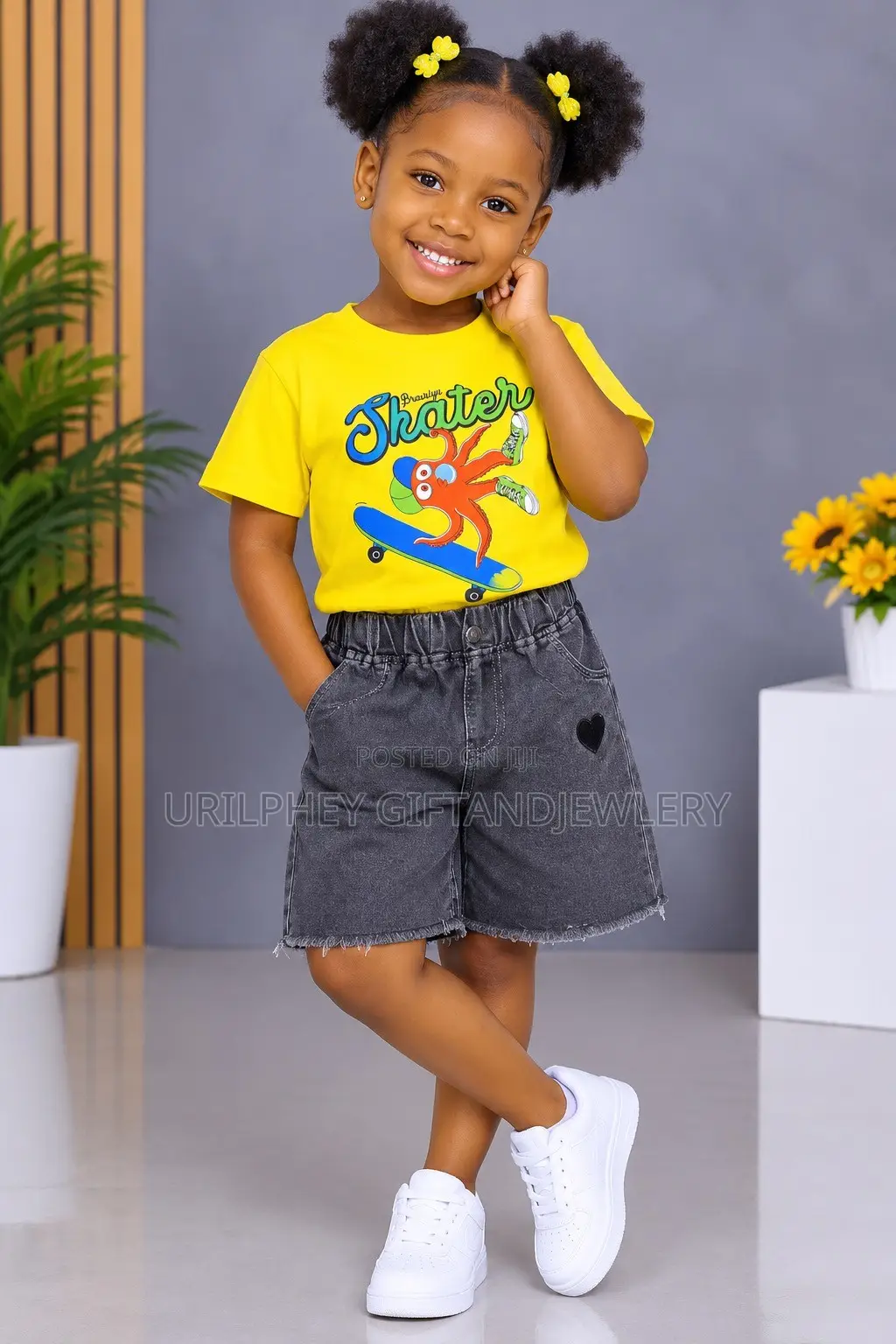 Pretty Top and Jeans Shorts for Kids