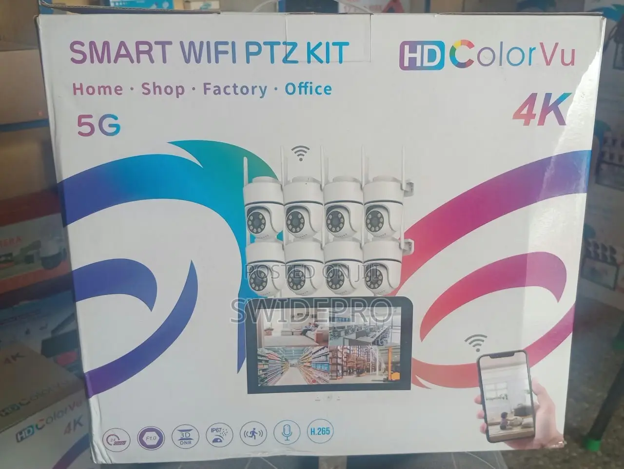 8 Channels Smart Wireless CCTV WiFi PTZ Kits + Screen Monitor