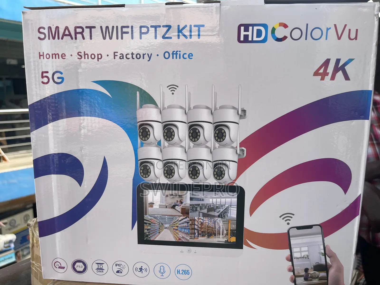 8 Channels Smart Wireless CCTV WiFi PTZ Kits + Screen Monitor