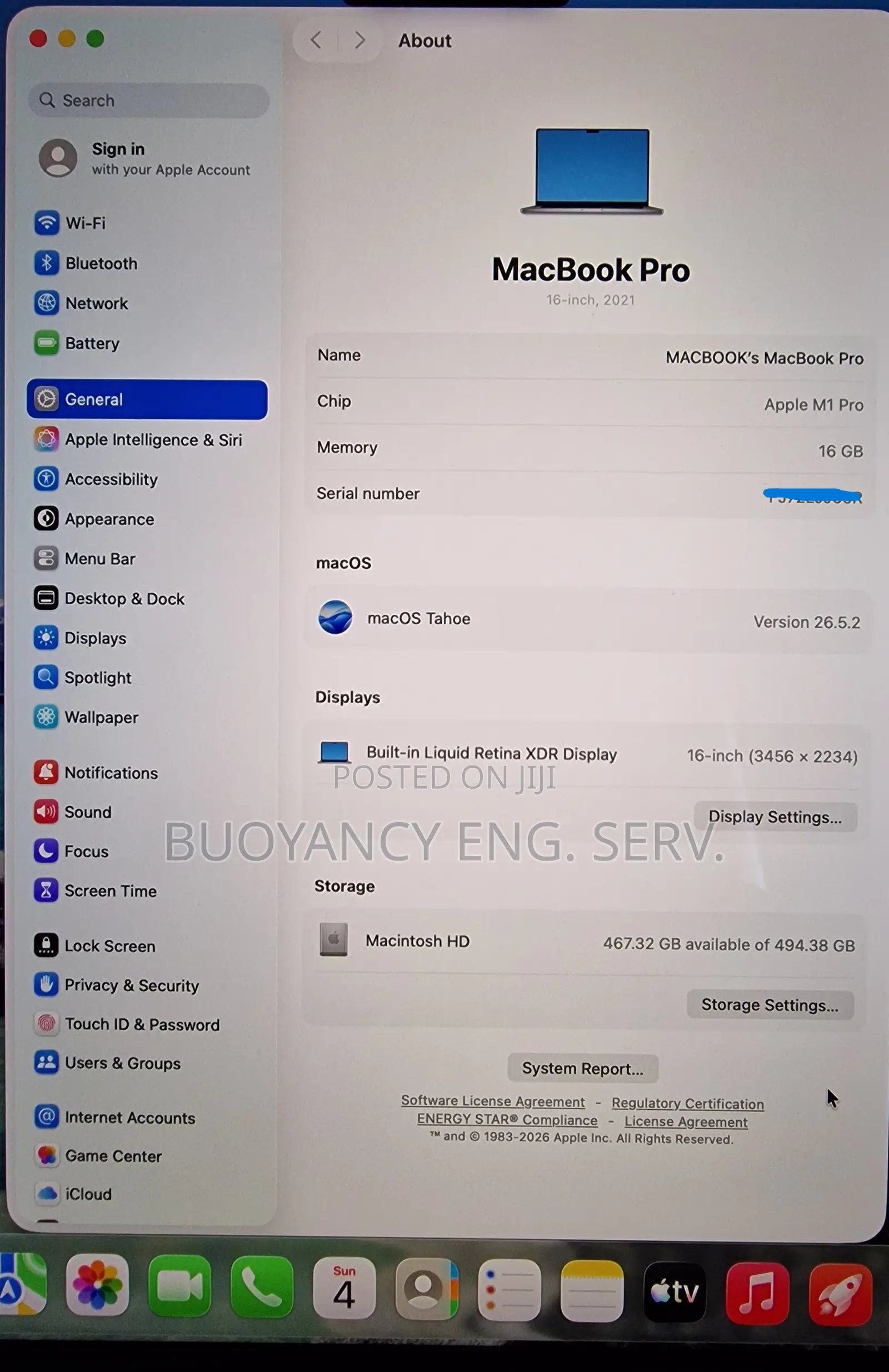 Laptop Apple MacBook Pro 2021 M1 16GB Apple M1 Pro SSD 512GB