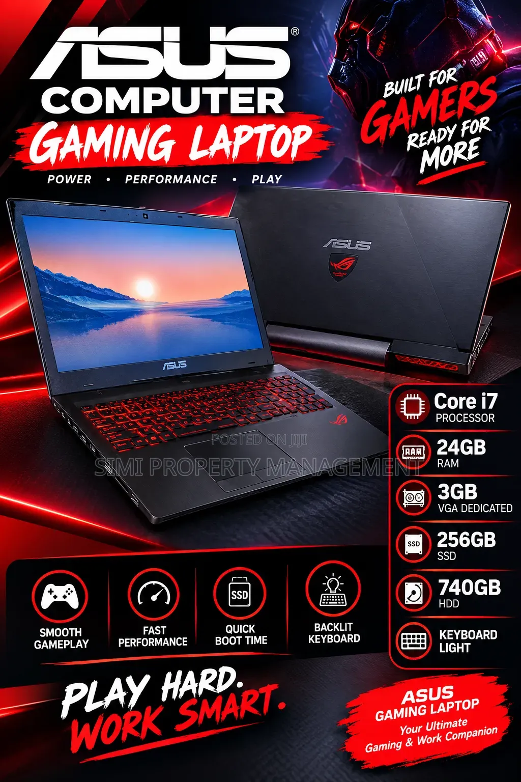 Laptop Asus ROG Strix G17 24GB Intel Core i7 HDD+SSD 750GB