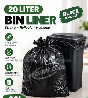 20 Liter Bin Liner BLACK, Carton - 1500pcs Per Bag