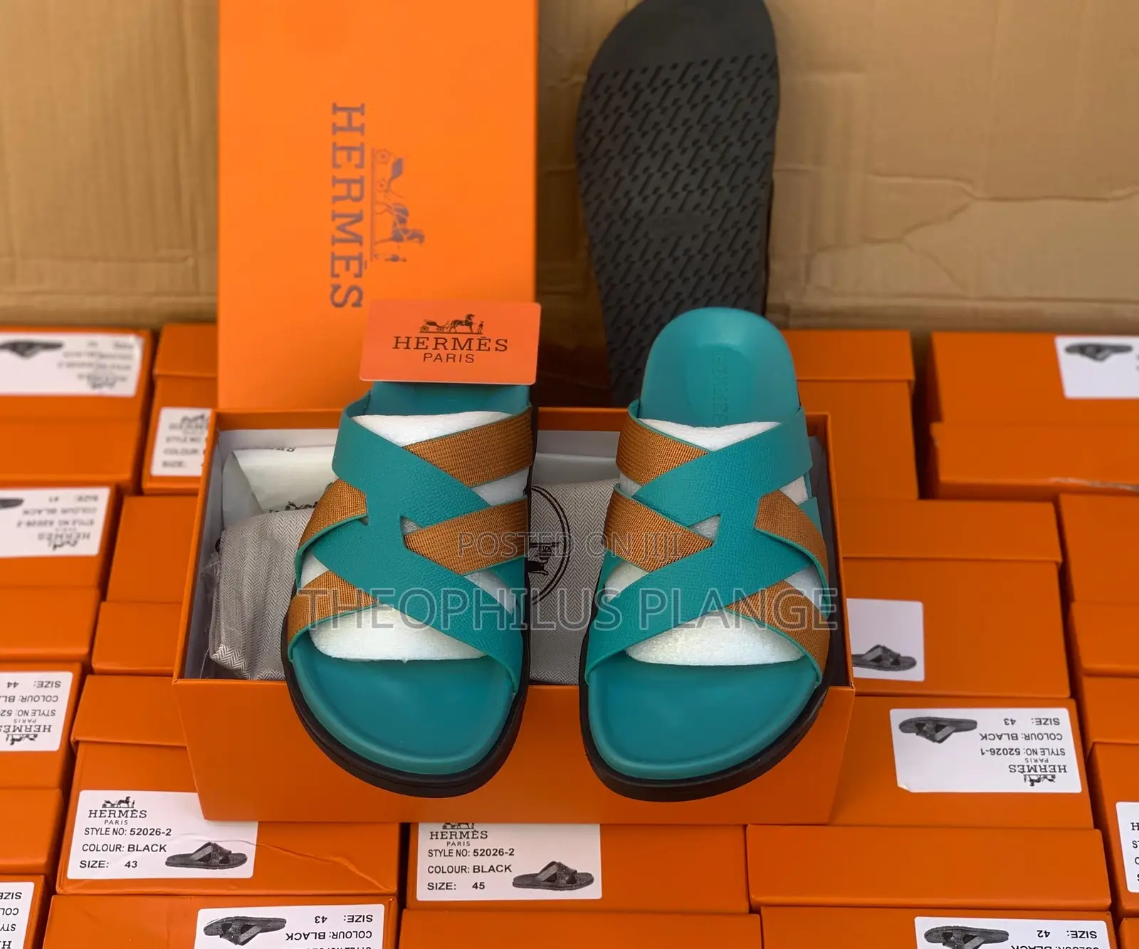 Hermes Kazmir Leather Slippers