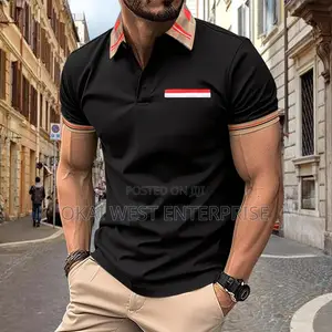 Modern Lapel Polo Shirt – Solid Color Men's Casual Style