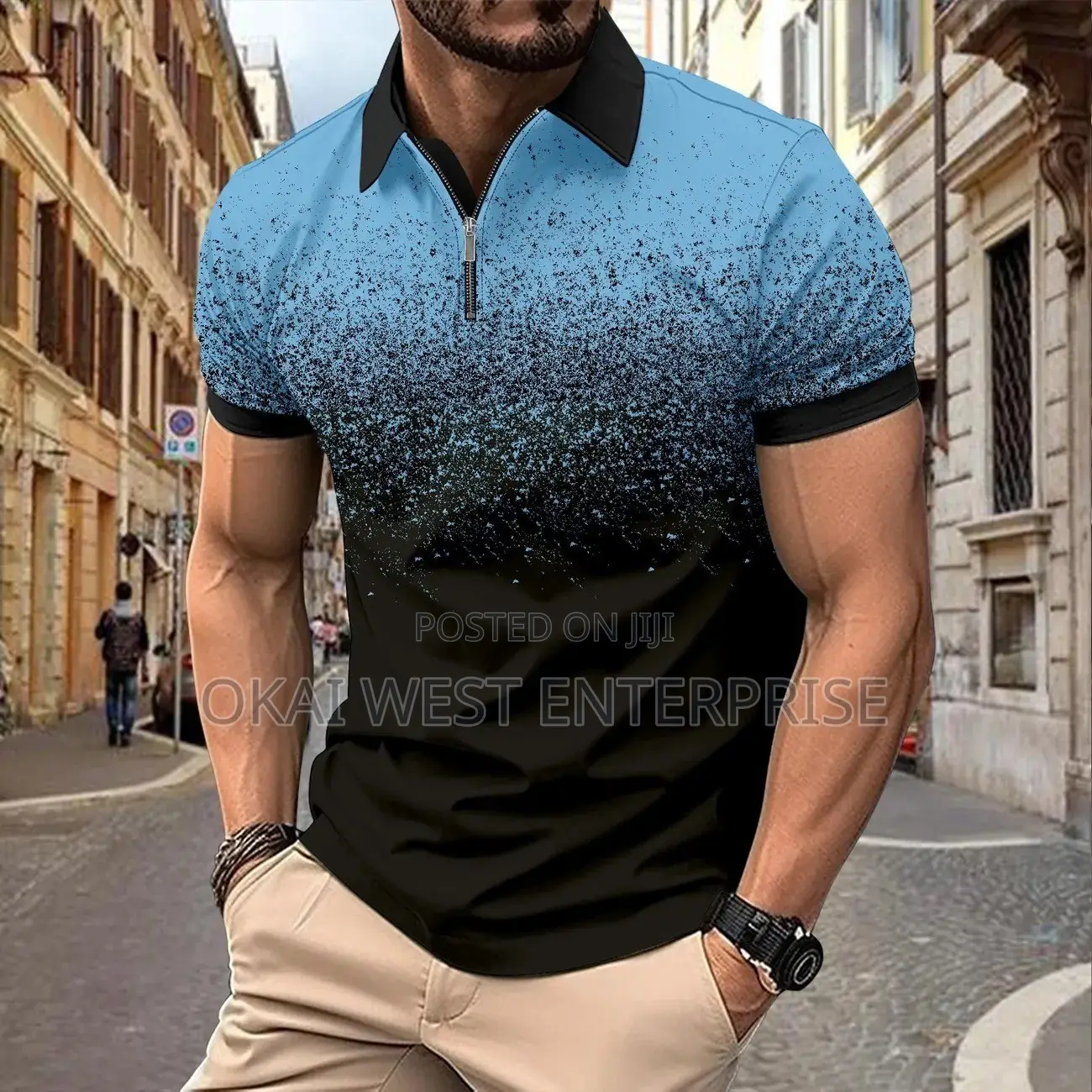 Modern Lapel Polo Shirt – Solid Color Men's Casual Style