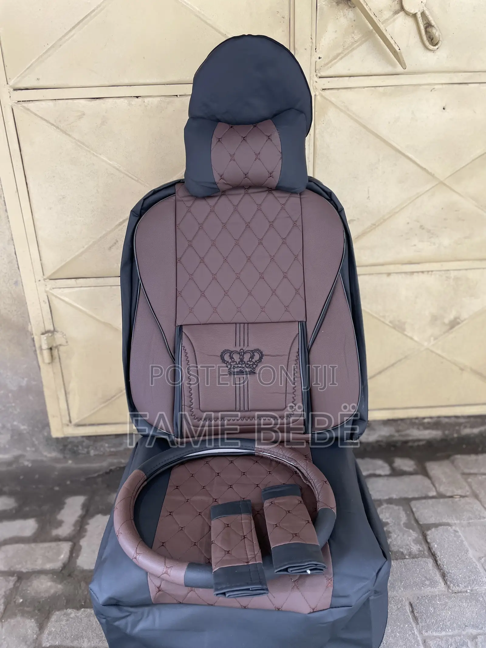 Black and Brown Leather Seat Cover