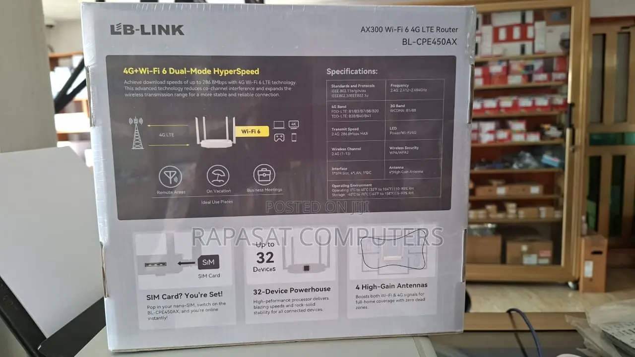 Lb-Link Bl-Cpe450ax Ax300 Wifi 6 4g Lte Sim Card Router 4 Lan 1 Wan