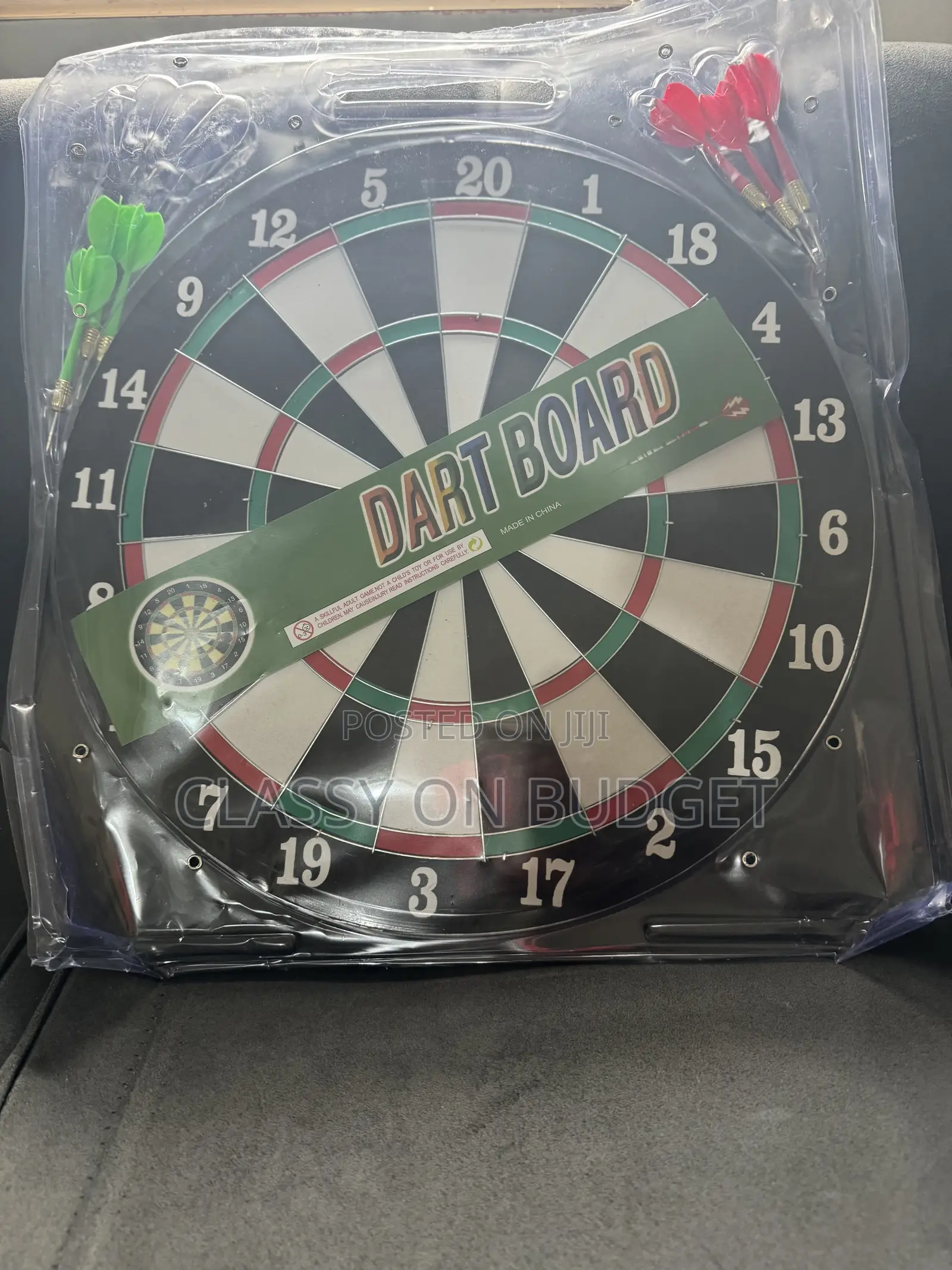 Dart Game Board With 6 Arrows. Front and Back